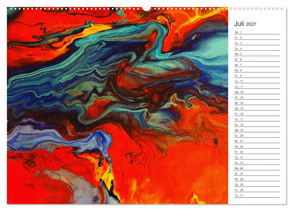 Abstract World - abstrakte Kunst in Acrylfließtechnik (CALVENDO Premium Wandkalender 2027)