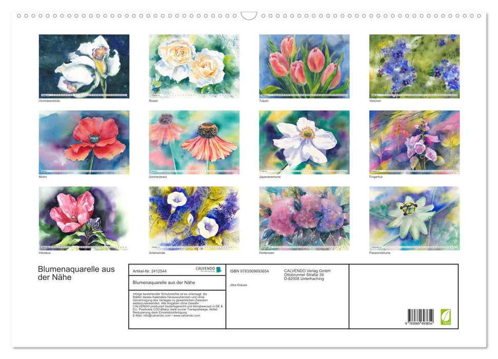 Blumenaquarelle aus der Nähe (CALVENDO Wandkalender 2027)