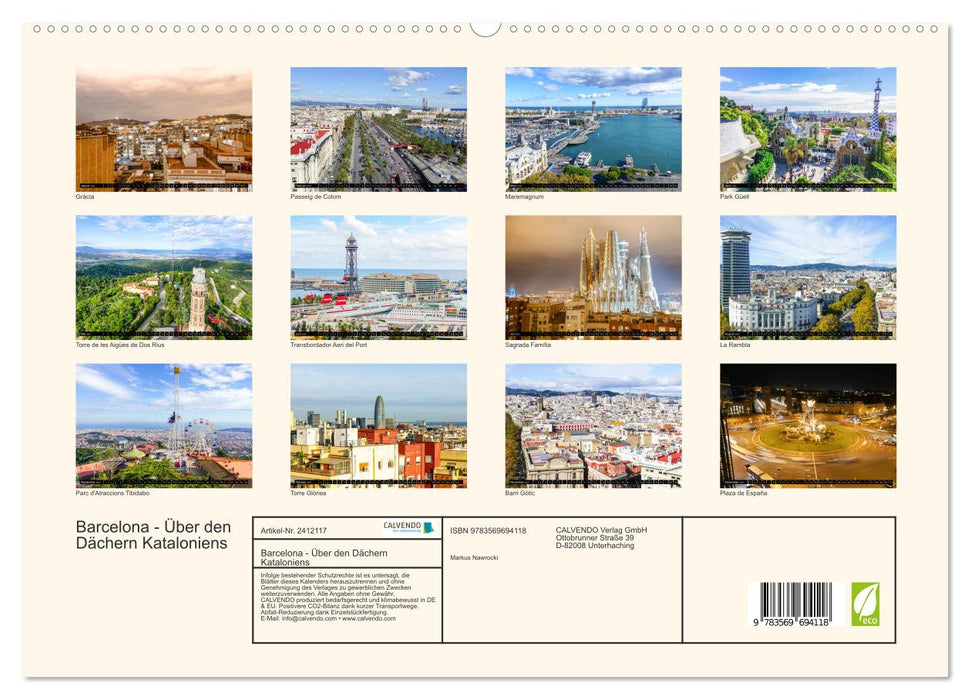 Barcelona - Über den Dächern Kataloniens (CALVENDO Premium Wandkalender 2027)