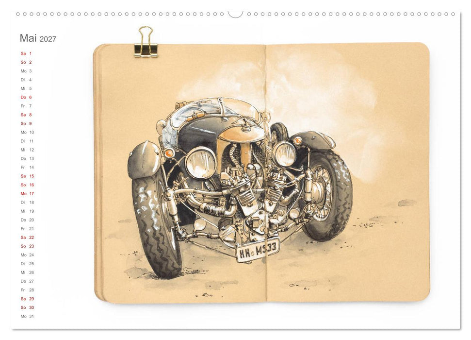 Classic Car Sketchbook (CALVENDO Premium Wandkalender 2027)