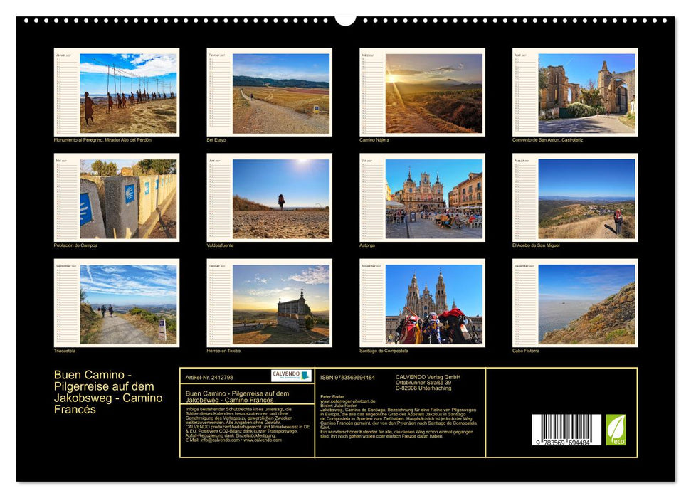 Buen Camino - Pilgerreise auf dem Jakobsweg - Camino Francés (CALVENDO Premium Wandkalender 2027)
