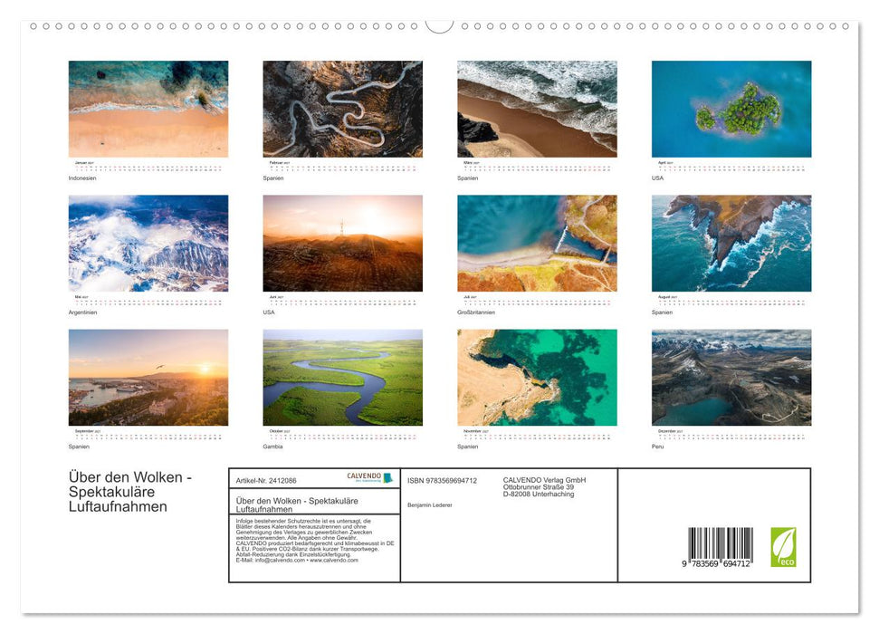 Über den Wolken - Spektakuläre Luftaufnahmen (CALVENDO Wandkalender 2027)