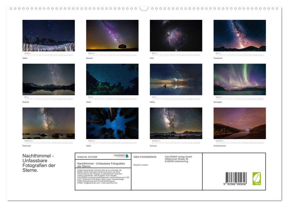 Nachthimmel - Unfassbare Fotografien der Sterne. (CALVENDO Premium Wandkalender 2027)