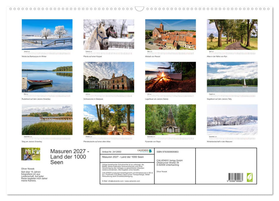 Masuren 2027 - Land der 1000 Seen (CALVENDO Wandkalender 2027)