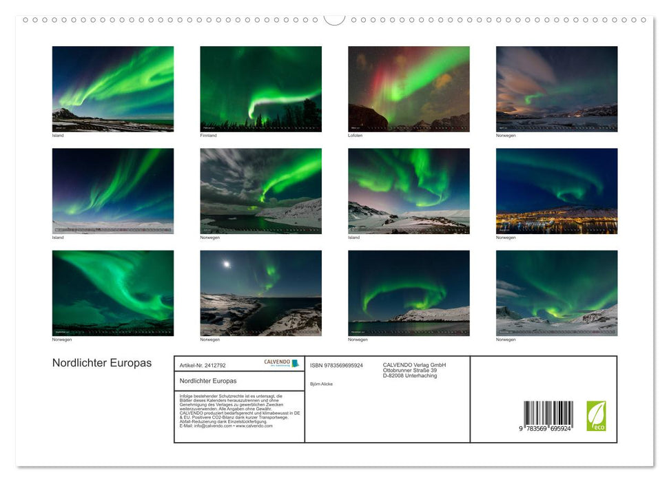 Nordlichter Europas (CALVENDO Premium Wandkalender 2027)