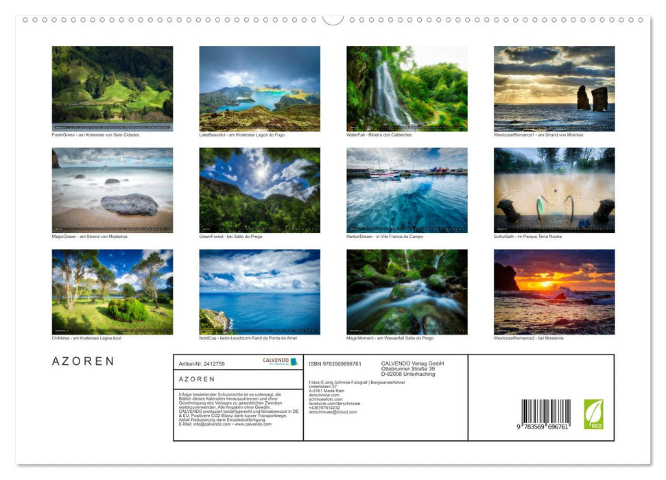 A Z O R E N (CALVENDO Premium Wandkalender 2027)