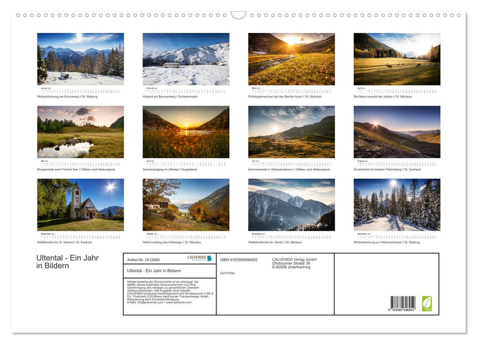 Ultental - Ein Jahr in Bildern (CALVENDO Wandkalender 2027)