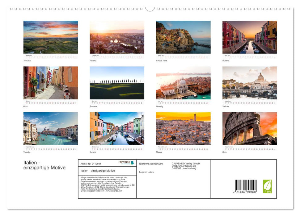 Italien - einzigartige Motive (CALVENDO Premium Wandkalender 2027)