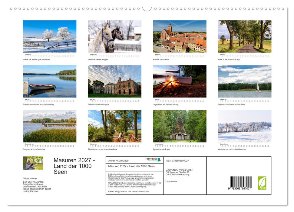 Masuren 2027 - Land der 1000 Seen (CALVENDO Premium Wandkalender 2027)