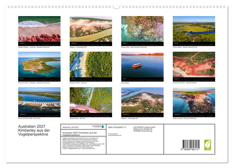 Australien 2027 Kimberley aus der Vogelperspektive (CALVENDO Premium Wandkalender 2027)