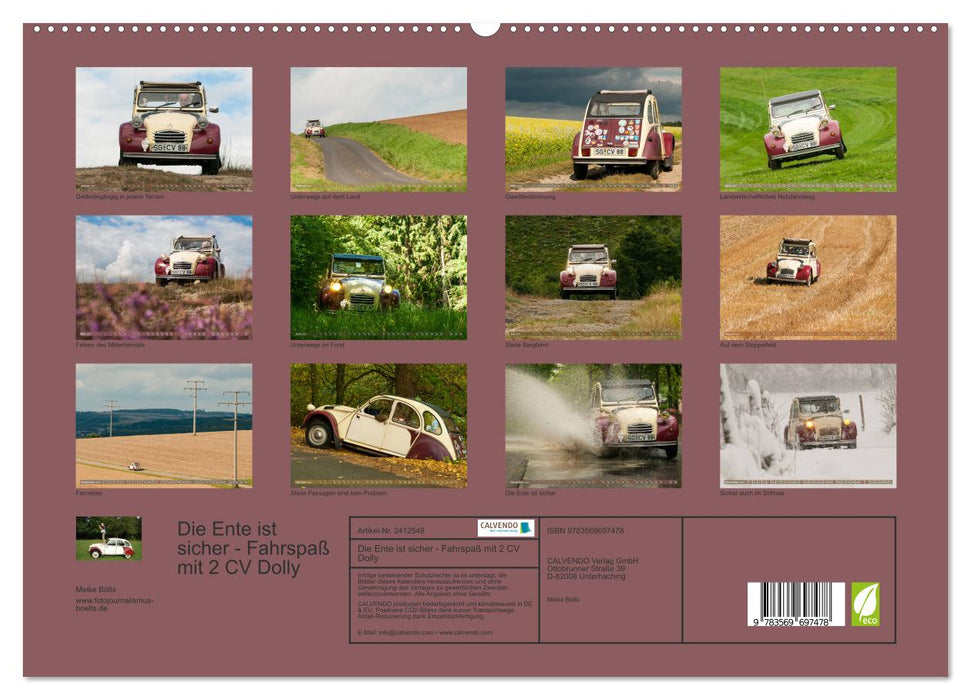 Die Ente ist sicher - Fahrspaß mit 2 CV Dolly (CALVENDO Premium Wandkalender 2027)