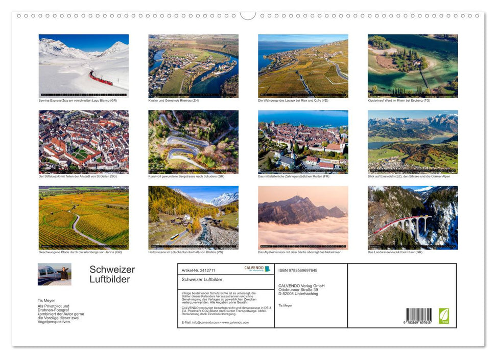 Schweizer Luftbilder (CALVENDO Wandkalender 2027)