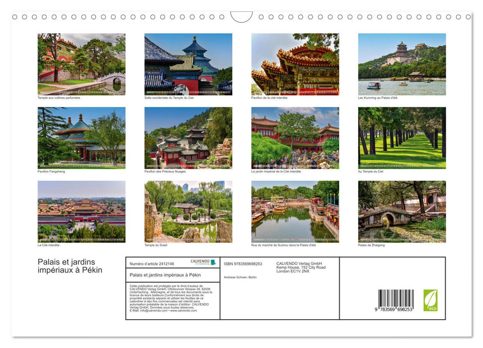 Palais et jardins impériaux à Pékin (CALVENDO Calendrier mensuel 2027)