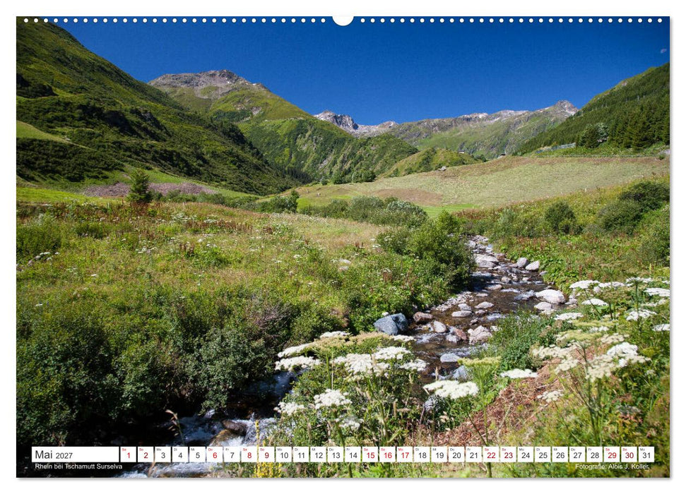 Rheinlandschaften - Von der Quelle zum Bodensee (CALVENDO Premium Wandkalender 2027)