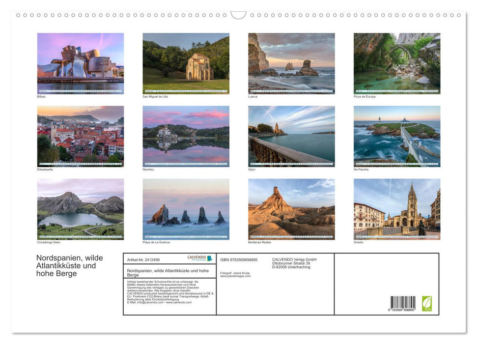 Nordspanien, wilde Atlantikküste und hohe Berge (CALVENDO Wandkalender 2027)