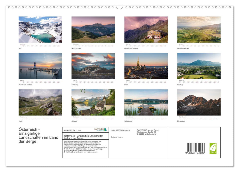 Österreich - Einzigartige Landschaften im Land der Berge. (CALVENDO Wandkalender 2027)