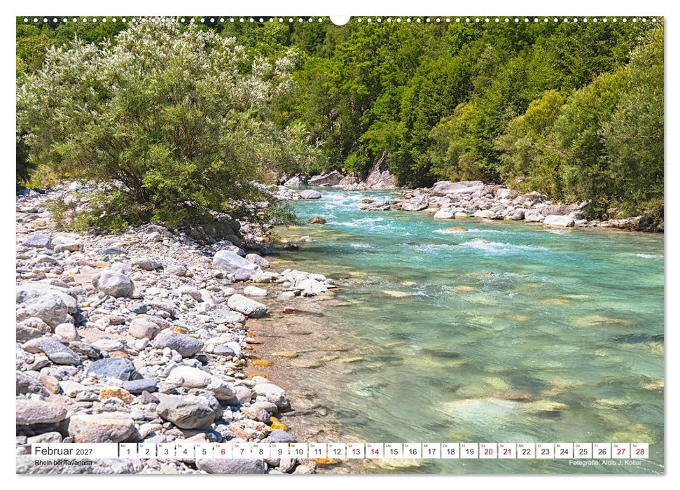 Rheinlandschaften - Von der Quelle zum Bodensee (CALVENDO Wandkalender 2027)