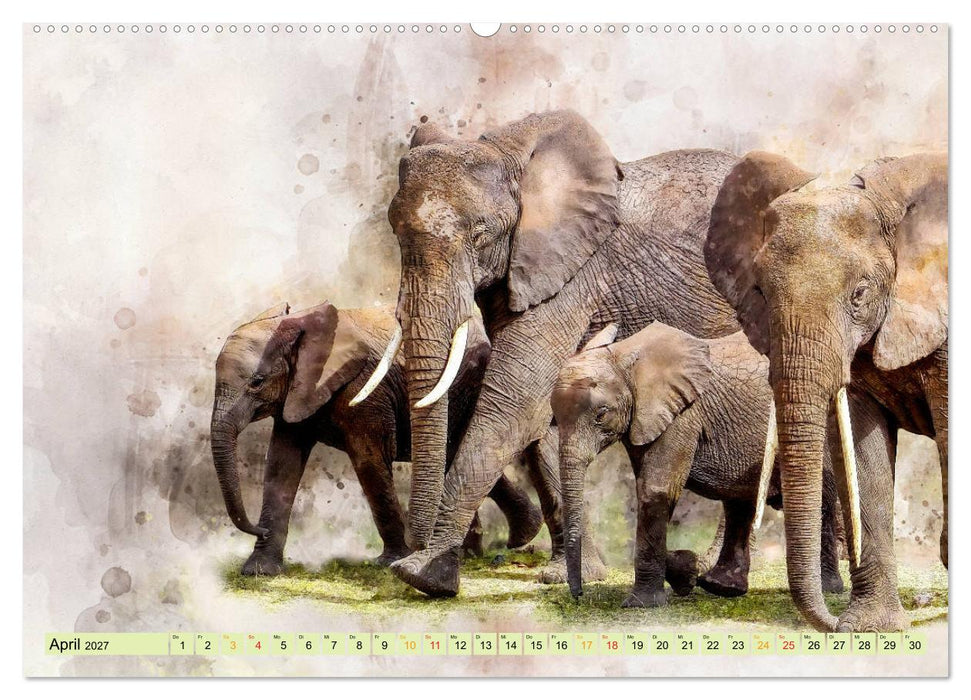 Elefanten - künstlerische Impressionen der größten noch lebenden Landtiere (CALVENDO Wandkalender 2027)
