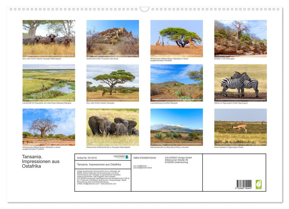 Tansania. Impressionen aus Ostafrika (CALVENDO Wandkalender 2027)