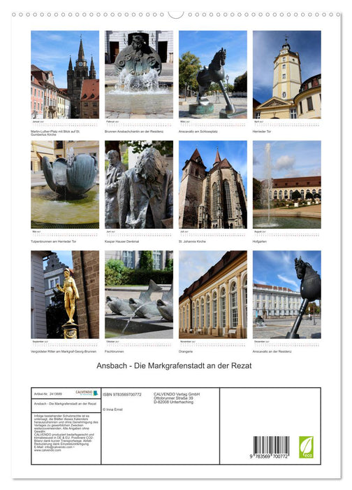 Ansbach - Die Markgrafenstadt an der Rezat (CALVENDO Premium Wandkalender 2027)