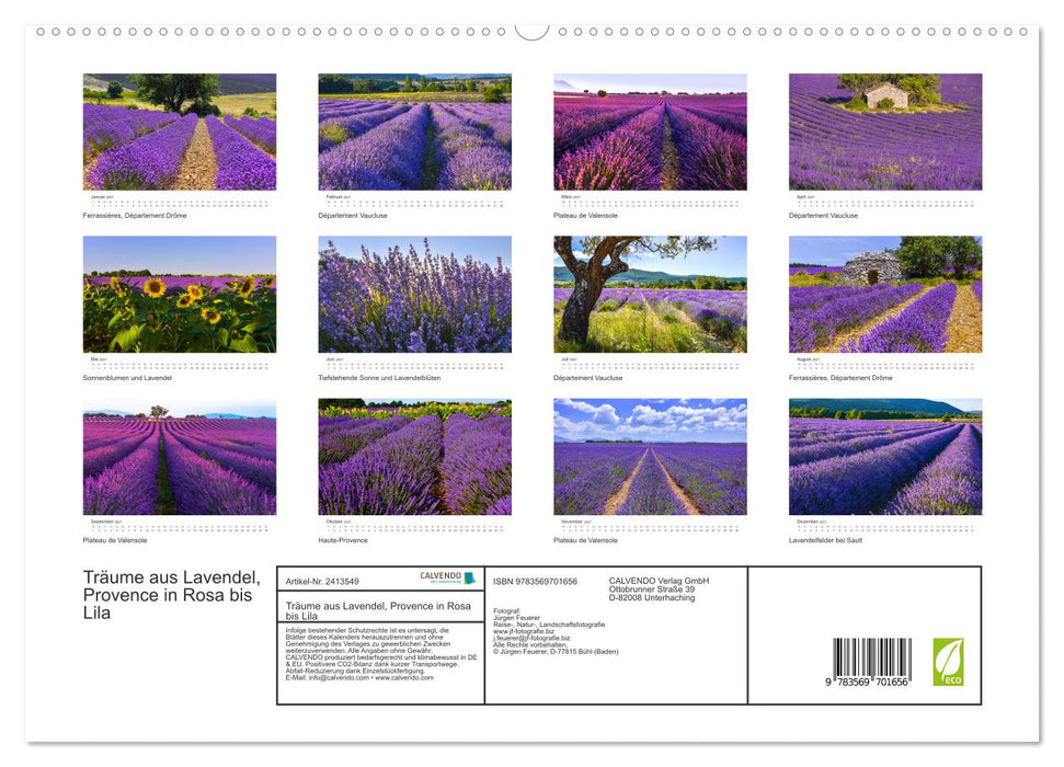 Träume aus Lavendel, Provence in Rosa bis Lila (CALVENDO Premium Wandkalender 2027)