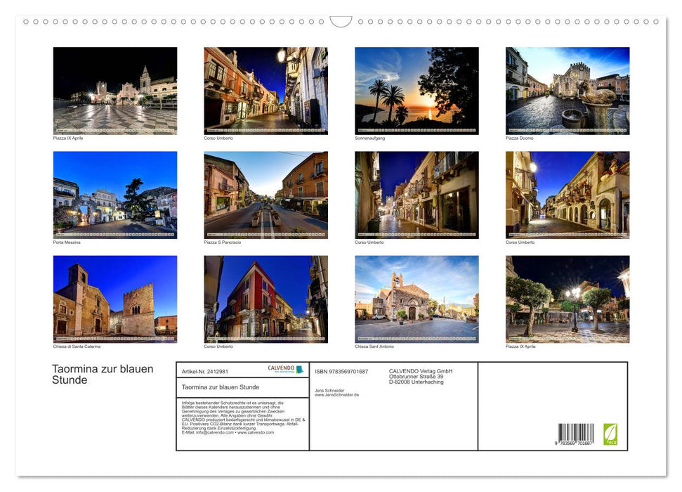 Taormina zur blauen Stunde (CALVENDO Wandkalender 2027)