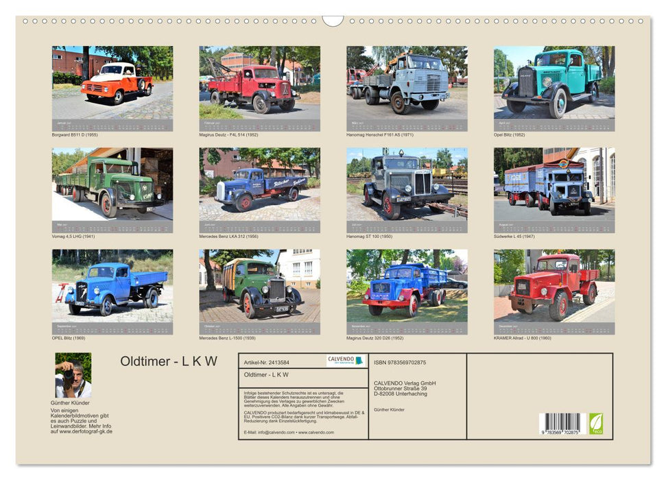 Oldtimer - L K W (CALVENDO Wandkalender 2027)