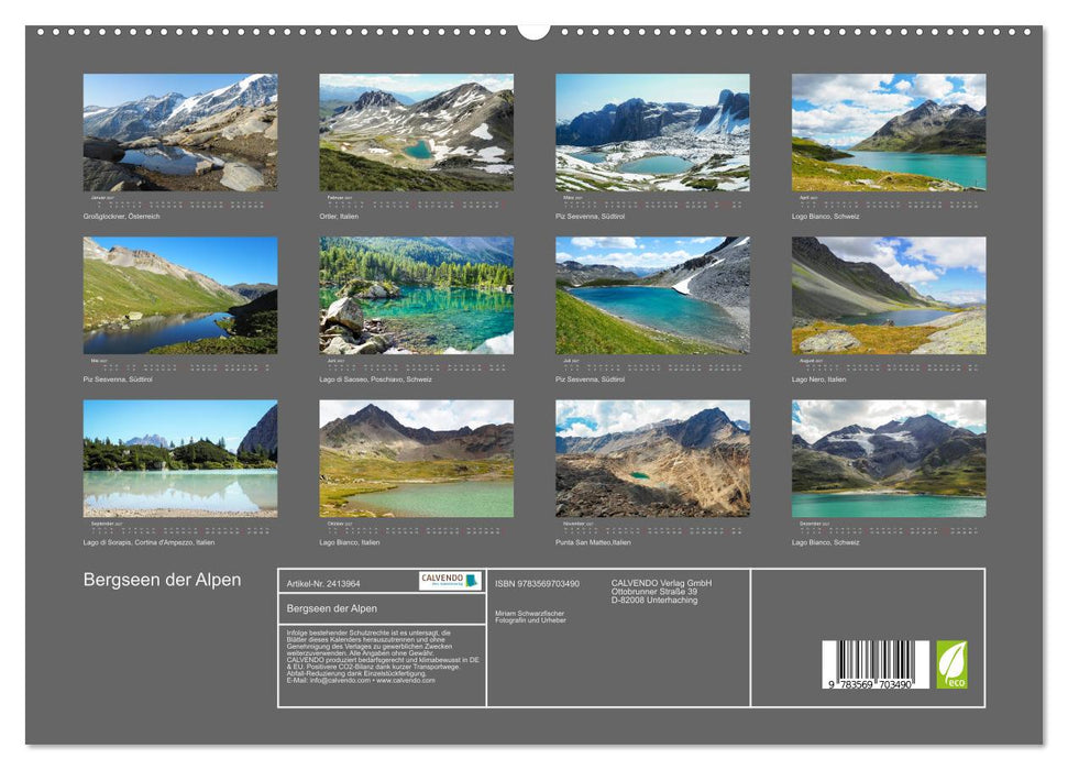 Bergseen der Alpen (CALVENDO Premium Wandkalender 2027)