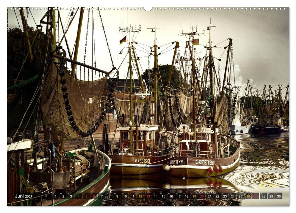Ostfriesland - die alten Häfen, Vintage-Style (CALVENDO Wandkalender 2027)