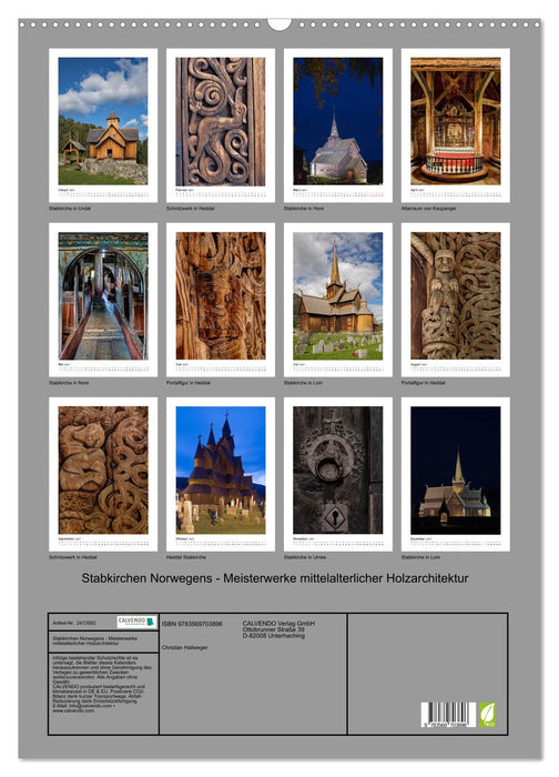 Stabkirchen Norwegens - Meisterwerke mittelalterlicher Holzarchitektur (CALVENDO Wandkalender 2027)