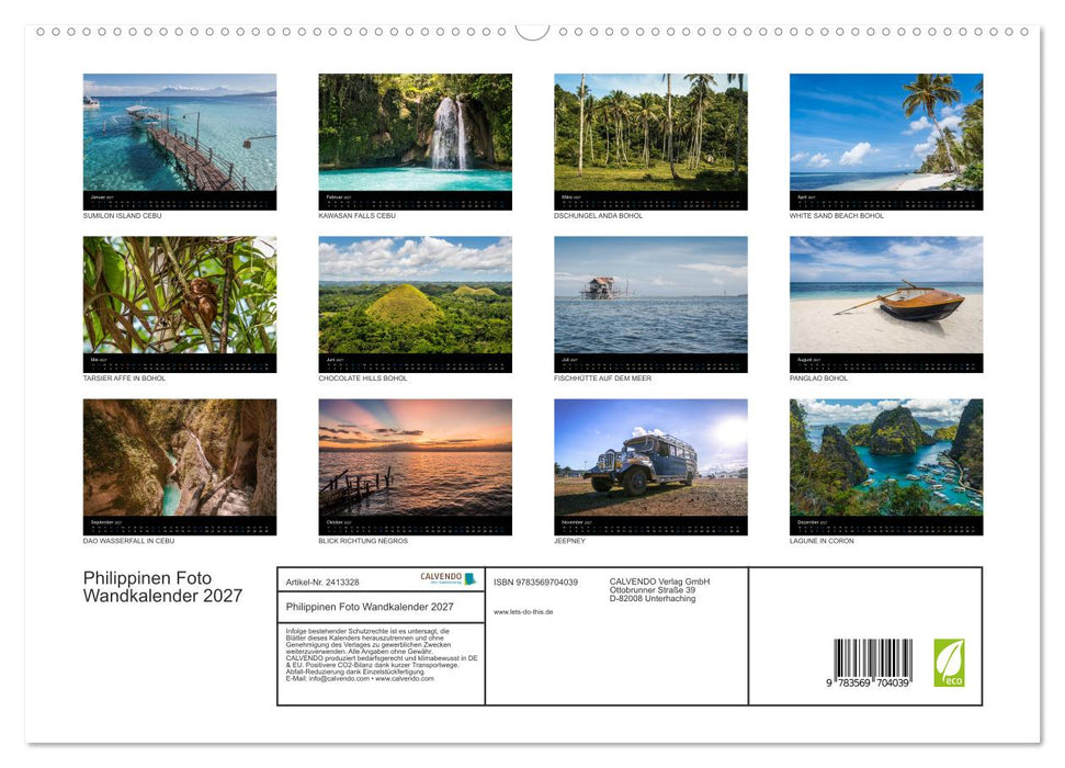 Philippinen Foto Wandkalender 2027 (CALVENDO Premium Wandkalender 2027)