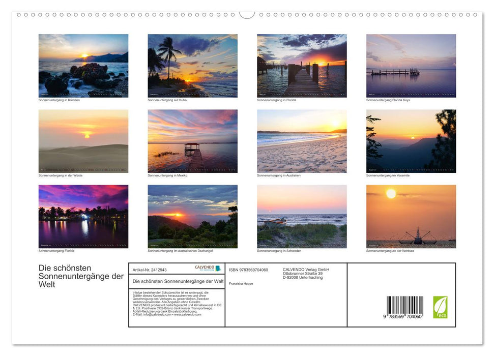 Die schönsten Sonnenuntergänge der Welt (CALVENDO Premium Wandkalender 2027)