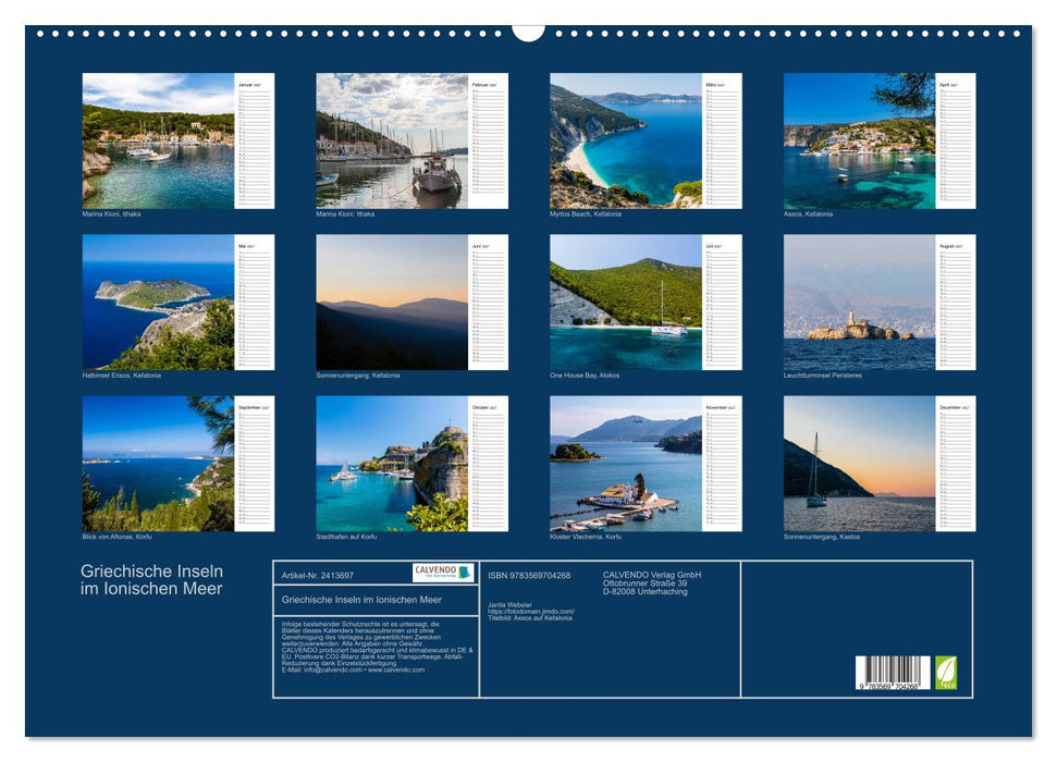 Griechische Inseln im Ionischen Meer (CALVENDO Wandkalender 2027)