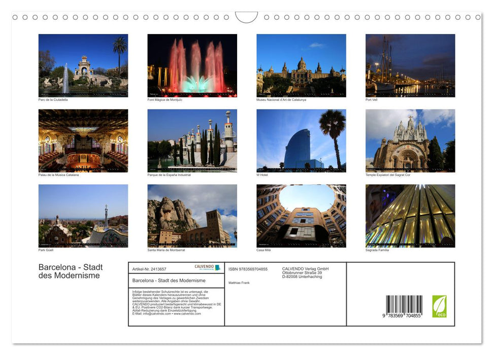 Barcelona - Stadt des Modernisme (CALVENDO Wandkalender 2027)