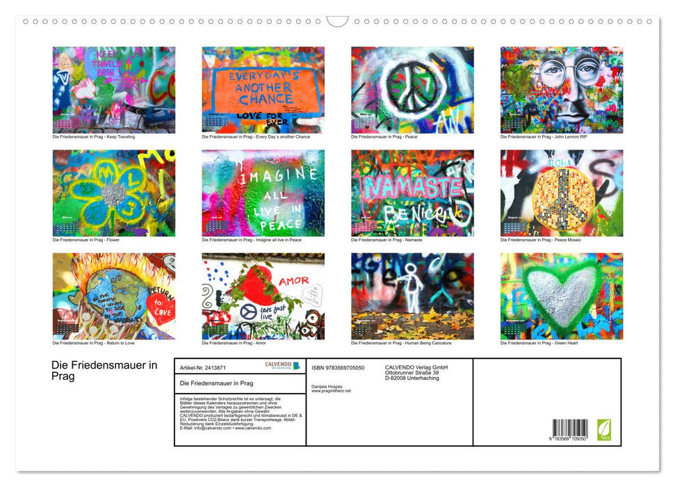 Die Friedensmauer in Prag (CALVENDO Wandkalender 2027)