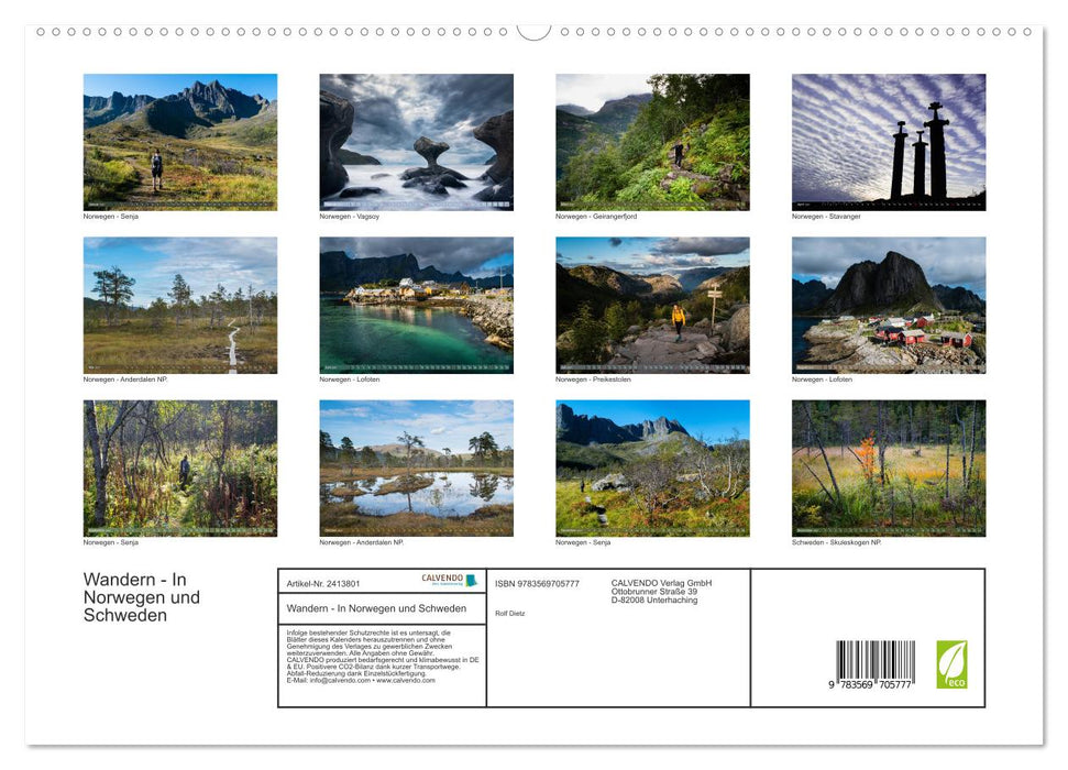 Wandern - In Norwegen und Schweden (CALVENDO Premium Wandkalender 2027)