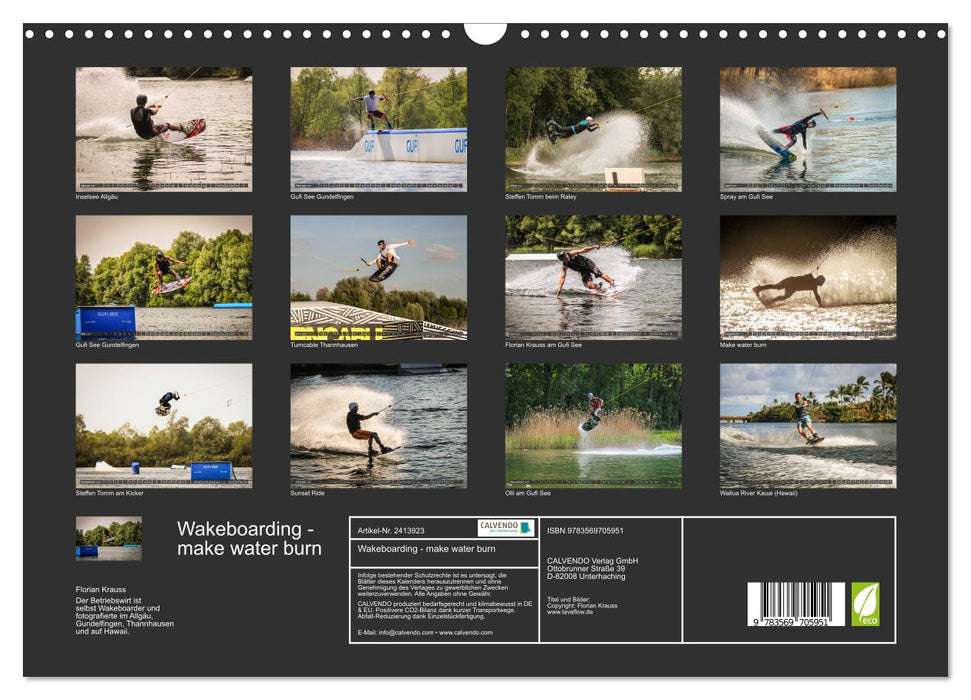 Wakeboarding - make water burn (CALVENDO Wandkalender 2027)