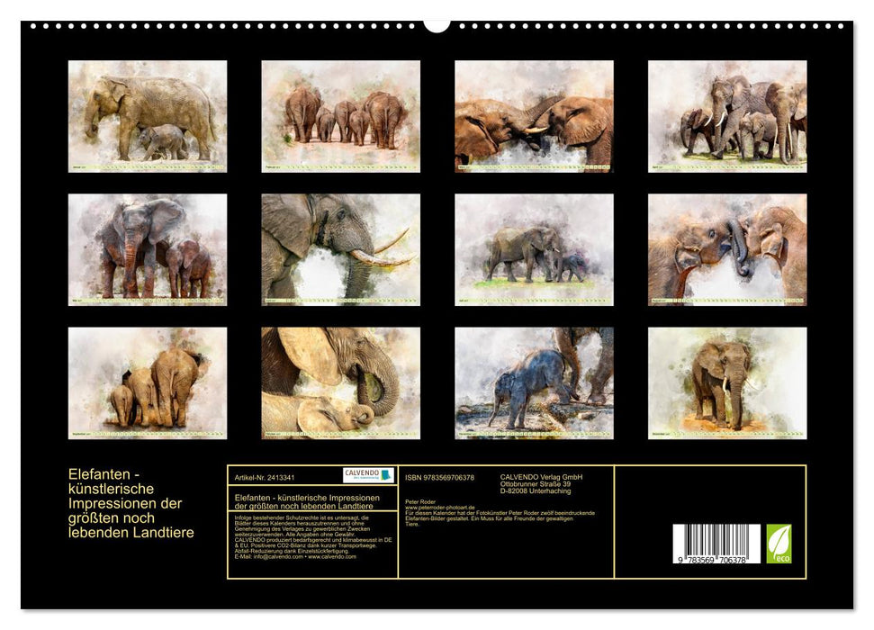 Elefanten - künstlerische Impressionen der größten noch lebenden Landtiere (CALVENDO Premium Wandkalender 2027)