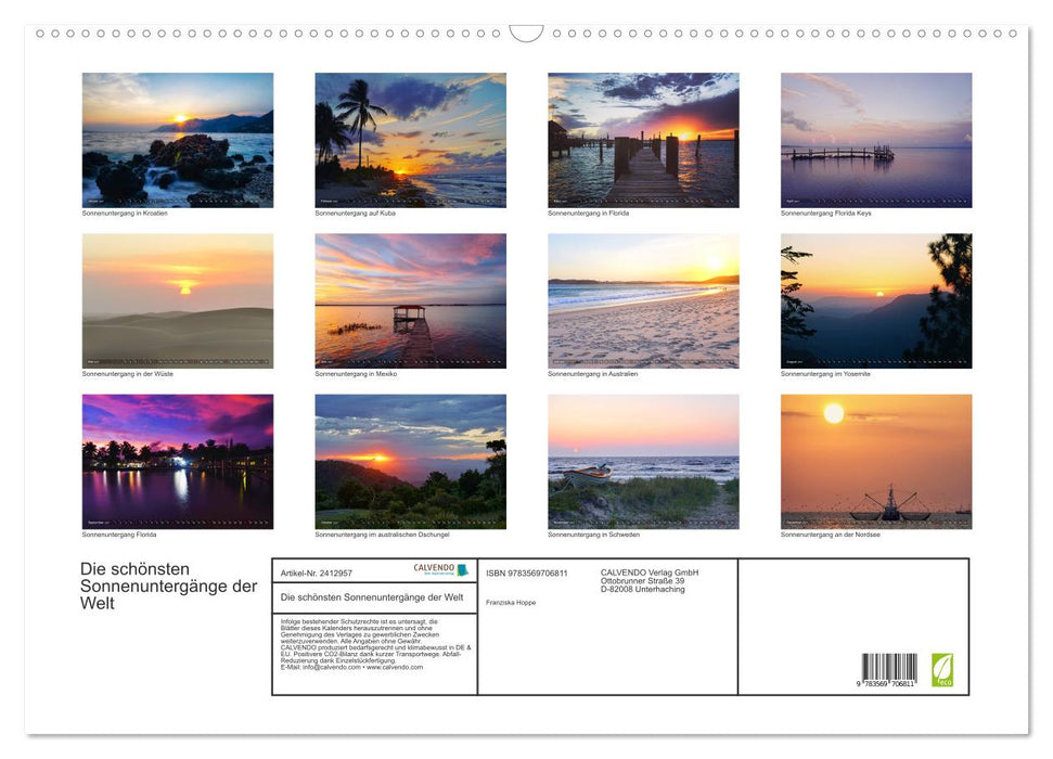 Die schönsten Sonnenuntergänge der Welt (CALVENDO Wandkalender 2027)