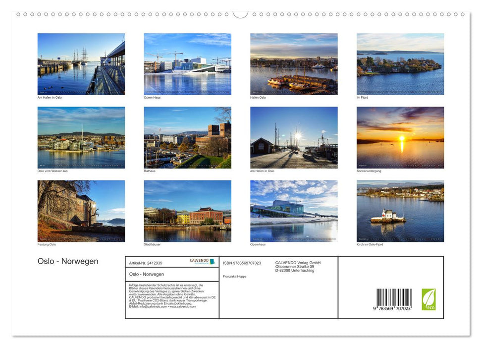 Oslo - Norwegen (CALVENDO Premium Wandkalender 2027)