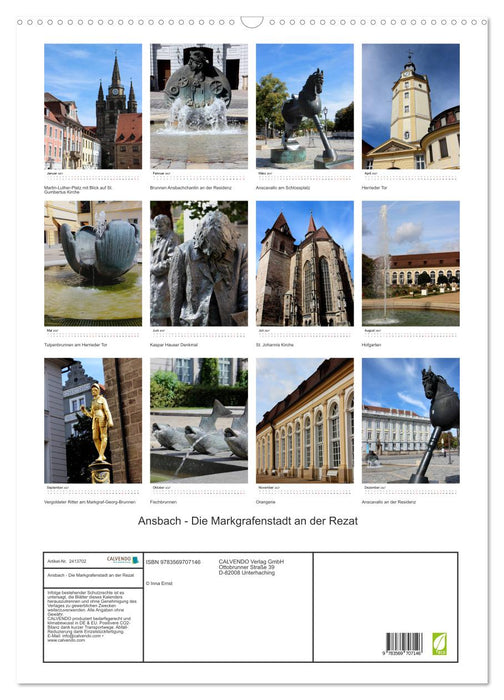 Ansbach - Die Markgrafenstadt an der Rezat (CALVENDO Wandkalender 2027)