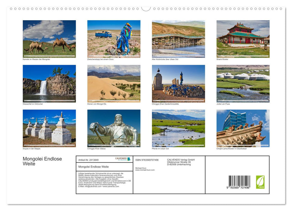 Mongolei Endlose Weite (CALVENDO Premium Wandkalender 2027)