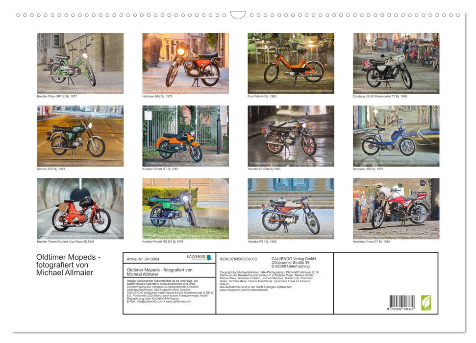 Oldtimer Mopeds - fotografiert von Michael Allmaier (CALVENDO Wandkalender 2027)
