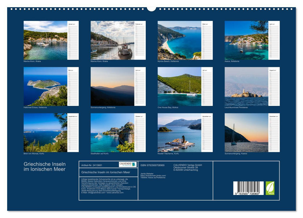 Griechische Inseln im Ionischen Meer (CALVENDO Premium Wandkalender 2027)