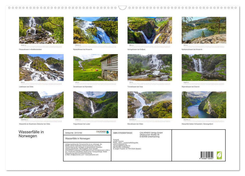 Wasserfälle in Norwegen (CALVENDO Wandkalender 2027)