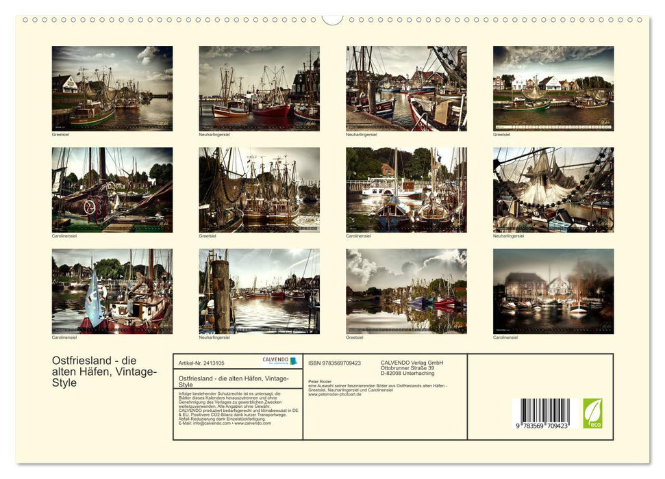 Ostfriesland - die alten Häfen, Vintage-Style (CALVENDO Premium Wandkalender 2027)