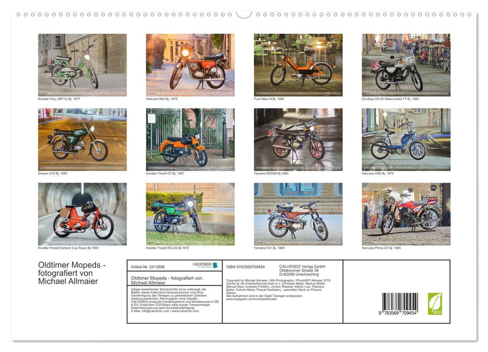 Oldtimer Mopeds - fotografiert von Michael Allmaier (CALVENDO Premium Wandkalender 2027)