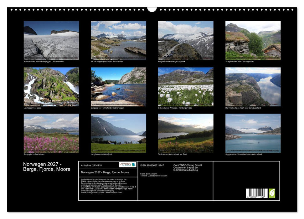 Norwegen 2027 - Berge, Fjorde, Moore (CALVENDO Wandkalender 2027)