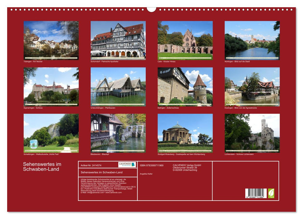 Sehenswertes im Schwaben-Land (CALVENDO Wandkalender 2027)