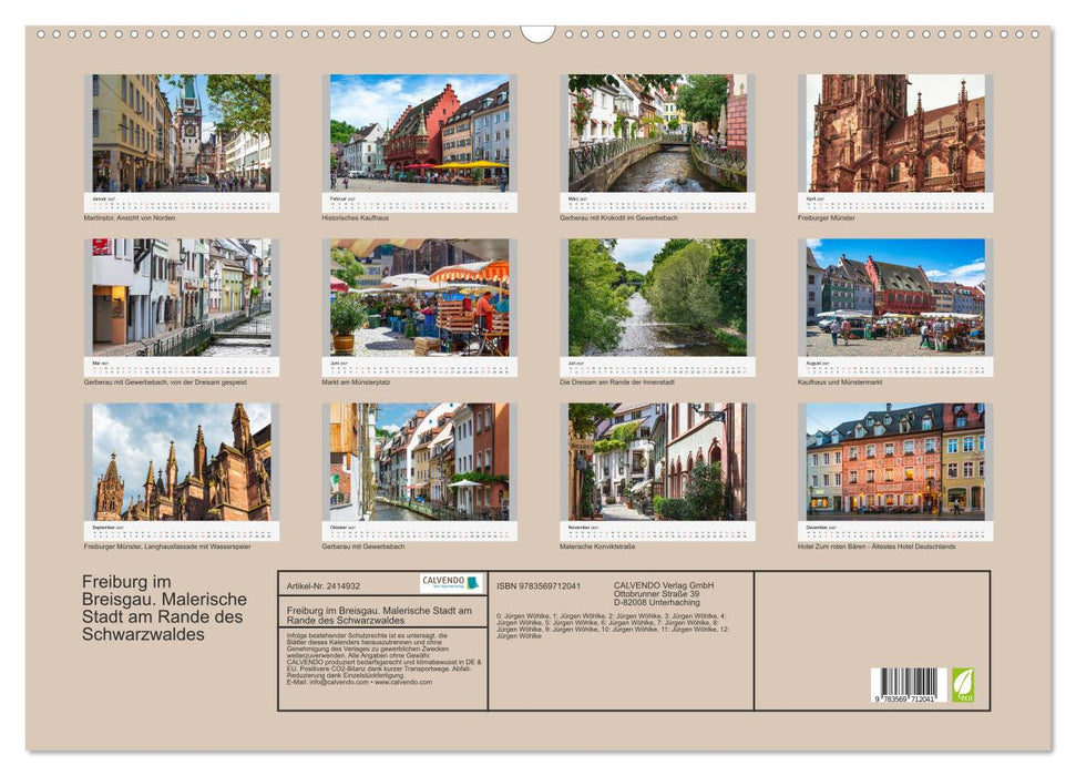 Freiburg im Breisgau. Malerische Stadt am Rande des Schwarzwaldes (CALVENDO Wandkalender 2027)